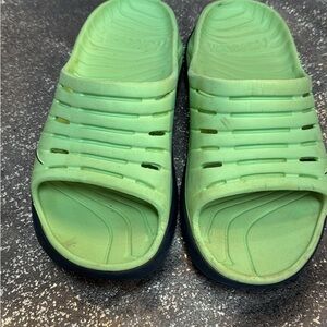 Hoka One One Mint Green Slide Sandals with Black Sole